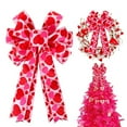 thumbnail image 1 of Hometravel Valentine's Day Tree Topper Bow with Heart Shape, Pink Wreath Decoration for Holiday, Festive Bow Ornament for Door, Mantel, Party, Romantic Accent, 1 of 6