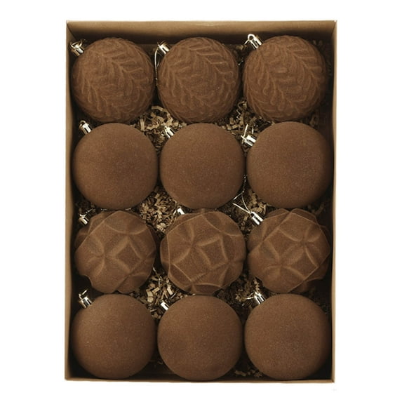 Hometravel Velvet Christmas Balls, 12-Piece Flocked Tree Decoration Set, 3.15 Inch Large Size Holiday Ornaments for Christmas Tree