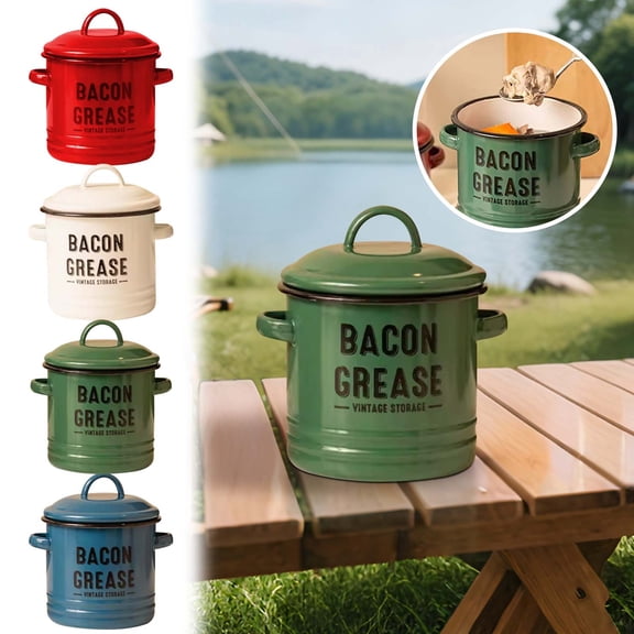 Hometravel Vintage Style Enamel Storage Pot, Large Capacity Container with Oil Preserving Lid, Kitchen Pantry Jar for Food, Dry Goods