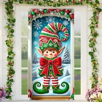 Hometravel Winter Christmas Photo Backdrop, 90x180cm Party Decoration Door Curtain with Seasonal Design, Hanging Banner for Photography, Event, Home Decor