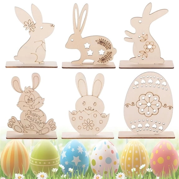 Hometravel Wooden Easter Bunny for Painting, Unfinished DIY Craft Bunny Wood Cutout, Plain Wooden Decoration for Custom Painting and Crafting, Spring HOME Decor Project
