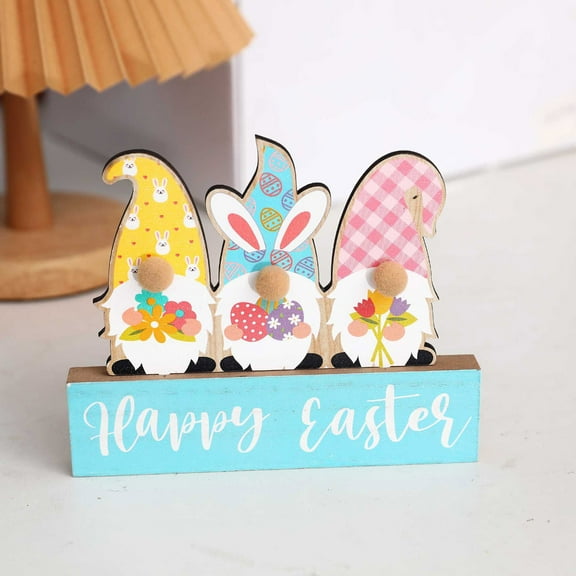 Hometravel Wooden Faceless Old Man Ornament, Long Face Design with Ears Figurine Set, Colorful Revival Theme Decor for Shelf, Tabletop, Spring Display