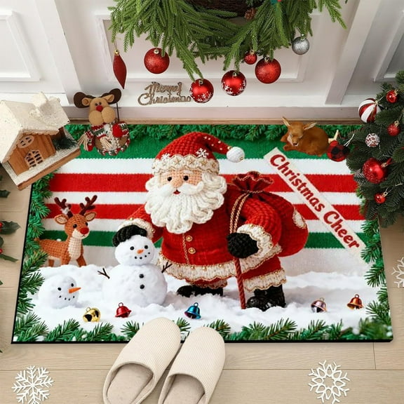 Hometravel Woven Christmas Mat Design, Diatom Mud Bathroom Entrance Floor Mat, Holiday Themed Door Mat for Seasonal Decor and Practical Use