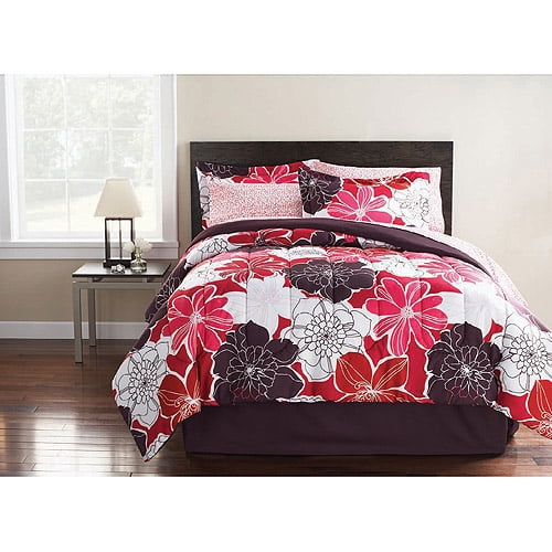 Hometrends Pink Floral Bed in a Bag Bedding Set