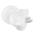 thumbnail image 1 of Hometrends Ultra Durable 12 Piece Fine Ceramic Embossed Dinnerware Set in White, 1 of 4