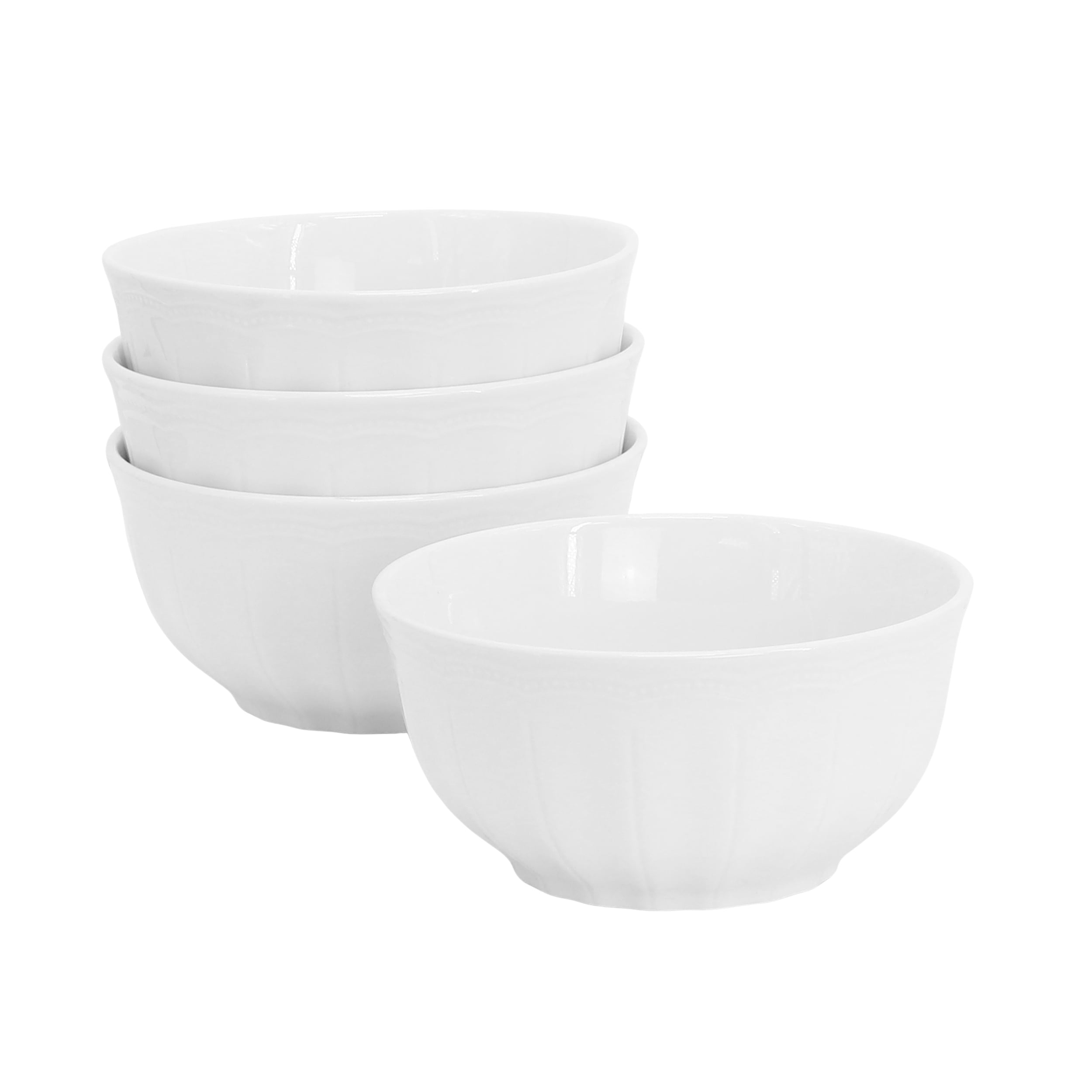 Hometrends Ultra Durable 4 Piece 6 Inch Fine Ceramic Embossed Bowl Set