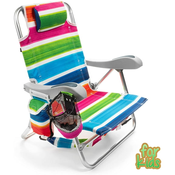 Homevative Folding Backpack Beach Chair with 4 Positions, Carry Handle, Storage Pouch, Cup Holder and Phone Holder, Lightweight Design