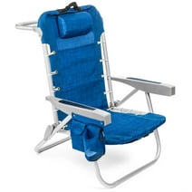 Homevative Folding Backpack Beach Chair with 5 Positions, Towel Bar, Blue