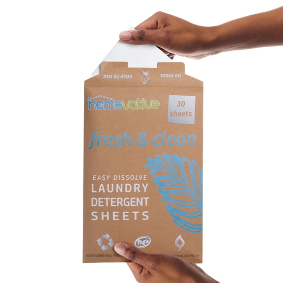 Homevative Laundry Detergent Sheets, Fresh & Clean, 30 Count