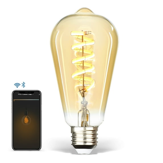 Homevenus Smart Edison Bulbs, ST64 E26 6W Dimmable Tunable Warm White 2100-5000K Farmhouse Vintage Décor Amber Glass 2.4GHz Wi-Fi APP Control Dawn to Dusk Work with Alexa Google Assistant 1 Pack