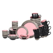 Homevss 48 Piece tree bark style pink Ceramic Tableware Set for 8