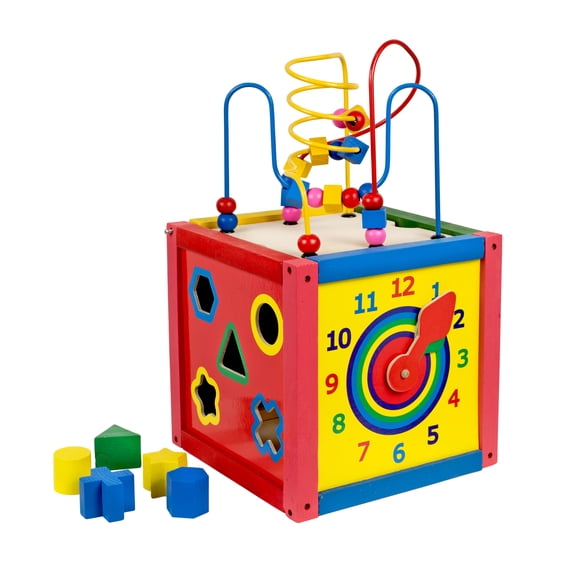 Homeware Wooden 5 in 1 Activity Cube for Children Age 3 and Up