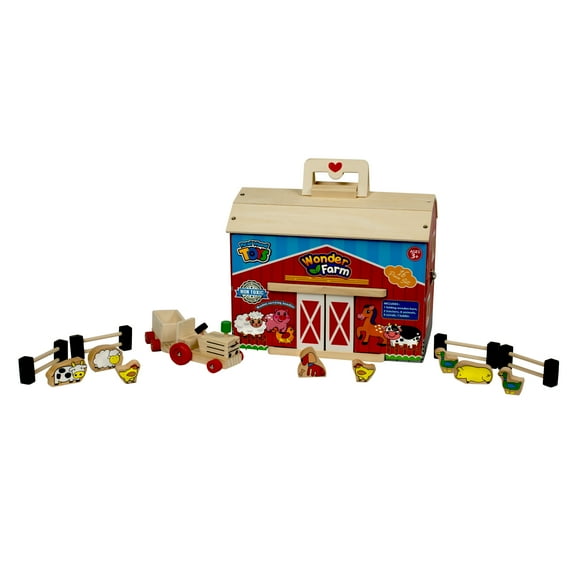 Homeware Wooden Barn Playset (16 Pieces)