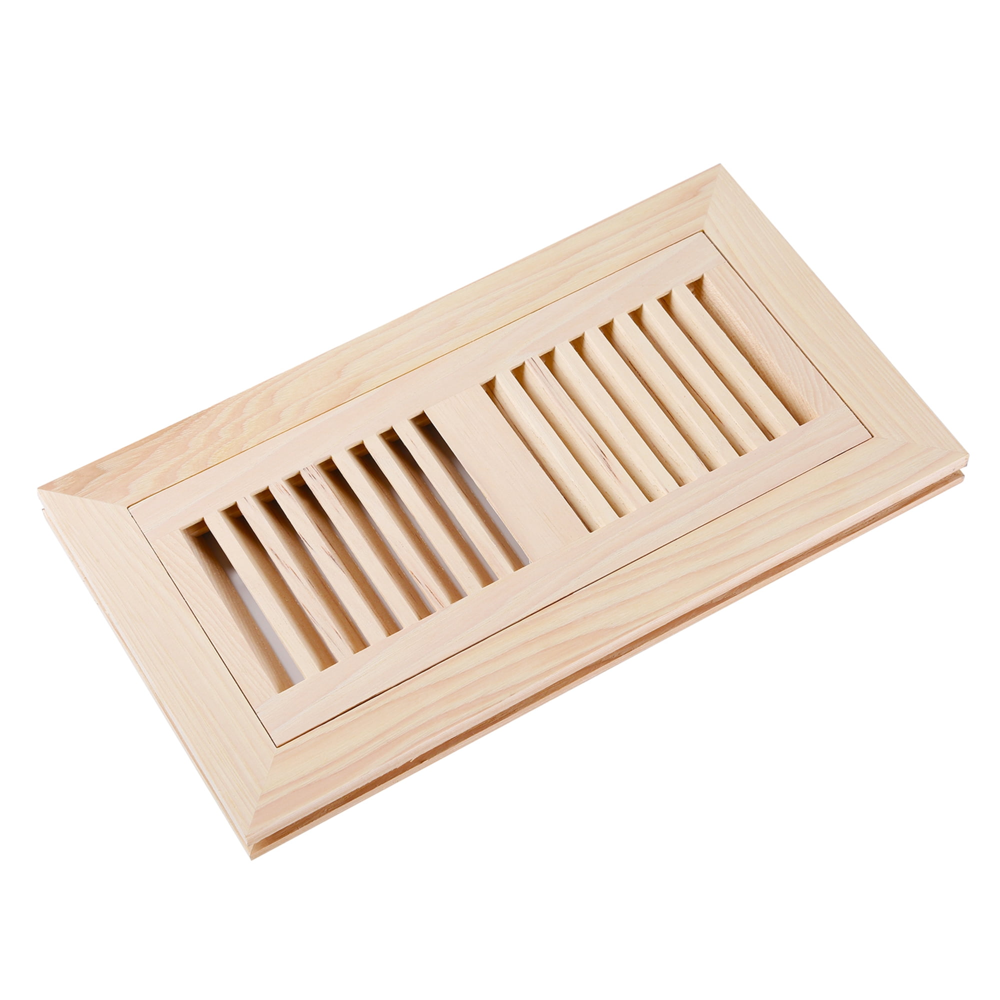 Homewell Hickory Wood Floor Register, Flush Mount with Frame, 4X10 inch, No Damper, Unfinished