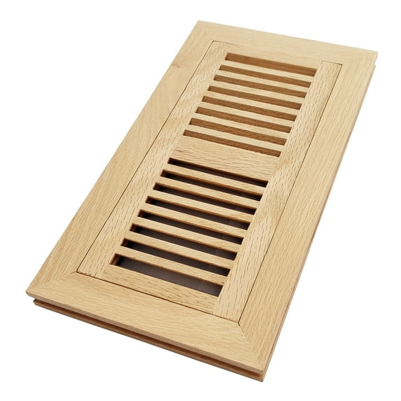 Homewell White Oak Wood Floor Register, Flush Mount with Frame, 4x10 inch, No Damper, Unfinished