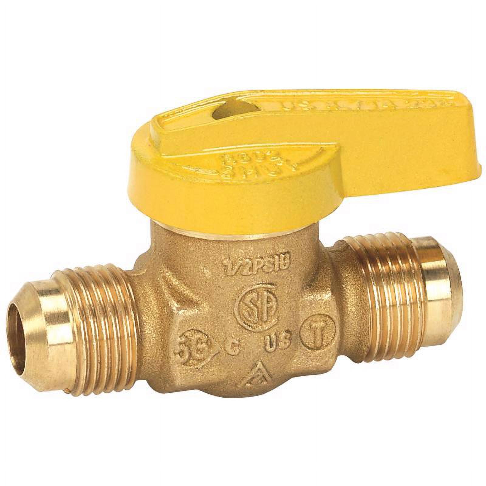Homewerks 1/2 Inch Brass Flare Gas Ball Valve with Yellow Lever