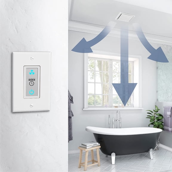 Homewerks 7150-11 Bathroom Fan LCD Control Switch with Timer for Ventilation Systems