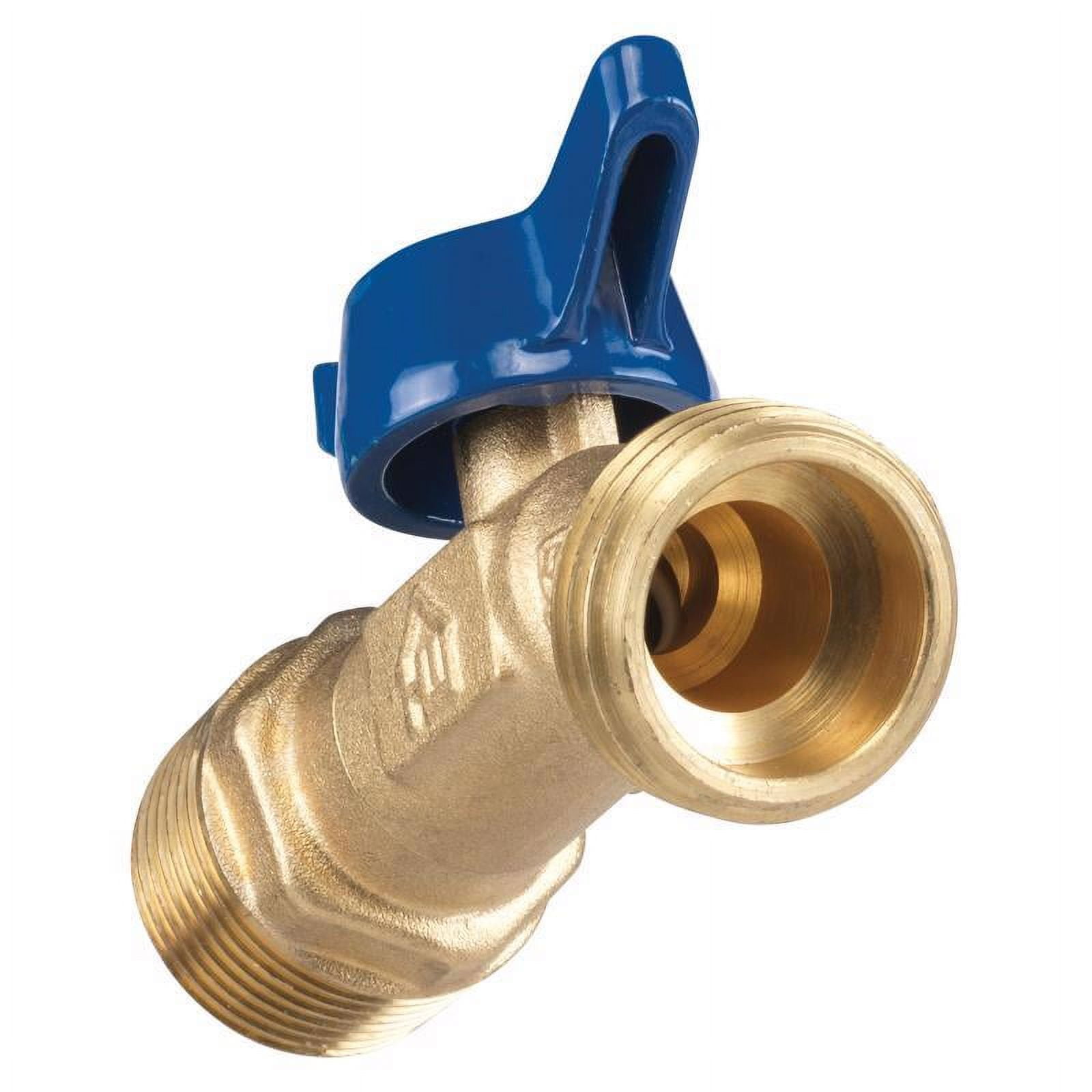Homewerks Brass No-Kink Quarter Turn Hose Bibb with Blue Lever