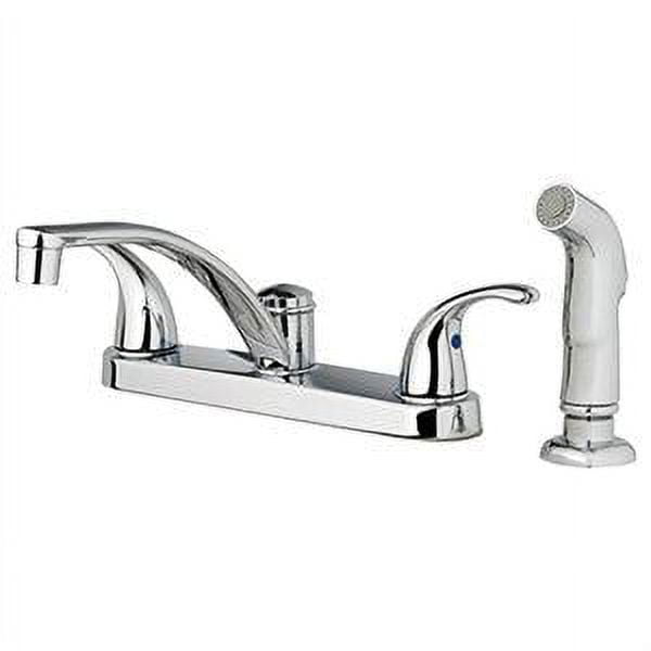 Chrome Finish Kitchen Faucet with Decorative Lever Handles and Spray