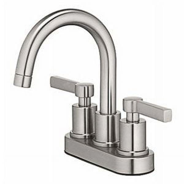 Brushed Nickel Mid-Arch Double Handle Lavatory Faucet