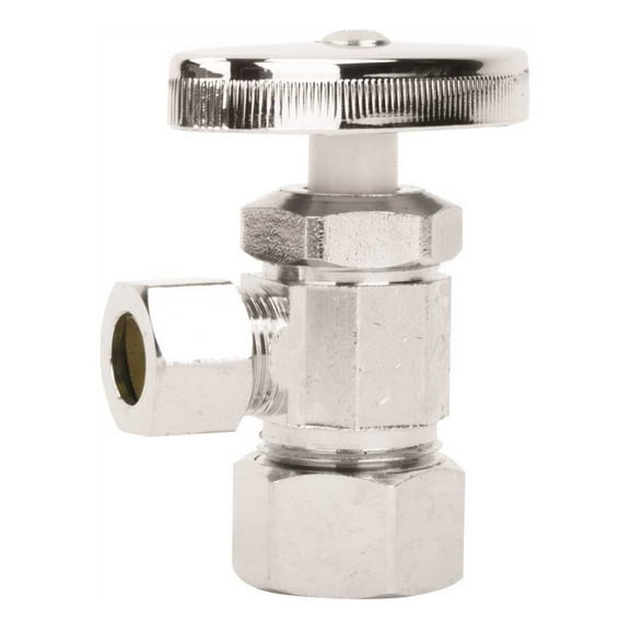 Homewerks Worldwide 638 5202 1/2 in. Nominal Compression Inlet x 3/8 in. O.D. Compression Outlet Multi-Turn Angle Valve, Chrome