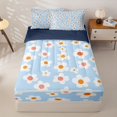 thumbnail image 1 of Homewish Blue Floral Zipper Full Size Comforter Sets with Fitted Sheet and 2 Pillowcases,Watercolor Flower Print Zipper Bedding Set,Navy Blue Reversible,4pcs, 1 of 8