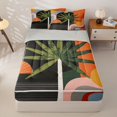 thumbnail image 1 of Homewish Bohemian Abstract Geometric Zipper Full Size Comforter Sets with Fitted Sheet and 2 Pillowcases,Mid-Century Art Zipper Bedding Set,Orange,Light Gray Reversible,4pcs, 1 of 8