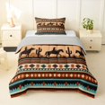thumbnail image 1 of Homewish Bohemian Cowboy Twin Comforter Sets,Rustic Boho Stripes Bedding Set,Brown Teal,Light Gray Reversible,2pcs,1 Comforter and 1 Pillowcase, 1 of 7