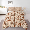 thumbnail image 1 of Homewish Bohemian Daisy Floral Full Size Comforter Sets,Abstract Artwork Bedding Comforter Set,Brown,Light Gray Reversible,3 Pieces,1 Comforter and 2 Pillowcases, 1 of 7