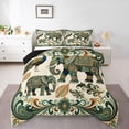 thumbnail image 1 of Homewish Bohemian Elephant Animals Queen Comforter Set,Paisley Peacock Comforter Sets Queen,Cream Green,Black Reversible,3-Piece,1 Comforter and 2 Pillowcases, 1 of 7