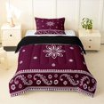 thumbnail image 1 of Homewish Bohemian Exotic Themed Twin Comforter Sets,Rustic Paisley Print Bedding Set,Purple,Black Reversible,2pcs,1 Comforter and 1 Pillowcase, 1 of 7