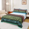 thumbnail image 1 of Homewish Bohemian Flowers Queen Sheets,Geometric Stripes Queen Sheet Sets,Blue,4pcs,1 Flat Sheet, 1 Fitted Sheet and 2 Pillowcases, 1 of 6