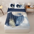 thumbnail image 1 of Homewish Bohemian Geometric Zipper Full Size Comforter Sets with Fitted Sheet and 2 Pillowcases,Navy Abstract Gradient Zipper Bedding Set,Navy Blue Reversible,4pcs, 1 of 8