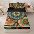 thumbnail image 1 of Homewish Bohemian Gold Mandala Zipper Queen Comforter Set with Fitted Sheet and 2 Pillowcases,Retro Exotic Paisley Zipper Bedding Set,Black Reversible,4pcs, 1 of 8