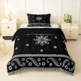 thumbnail image 1 of Homewish Bohemian Snowflake Twin Comforter Sets,Romantic Paisley Bedding Set,Black,Black Reversible,2pcs,1 Comforter and 1 Pillowcase, 1 of 7