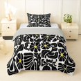 thumbnail image 1 of Homewish Boho Daisy Flower Twin Comforter Sets,Contemporary Aesthetic Bedding Set,White Black,Light Gray Reversible,2pcs,1 Comforter and 1 Pillowcase, 1 of 7