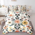 thumbnail image 1 of Homewish Boho Damask Floral 7-Piece Twin Bedding,Peony Sunflower Bird Bedding Comforter Set,Cream Green,Light Gray Reversible, 1 of 8