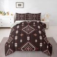 thumbnail image 1 of Homewish Boho Geometric Rhombus Full Size Comforter Sets,Bohemian Exotic Style Bedding Comforter Set,Chocolate Brown,Light Gray Reversible,3pcs,1 Comforter and 2 Pillowcases, 1 of 7