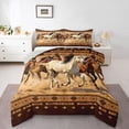 thumbnail image 1 of Homewish Boho Horse Animals Queen Comforter Set,Western Cowboy Comforter Sets Queen,Cream Brown,Light Gray Reversible,3pcs,1 Comforter and 2 Pillowcases, 1 of 7