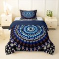 thumbnail image 1 of Homewish Boho Peacock Mandala Twin Comforter Sets,Retro Floral Bedding Set,Navy White,Navy Blue Reversible,2pcs,1 Comforter and 1 Pillowcase, 1 of 7