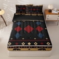 thumbnail image 1 of Homewish Boho Tribal Geometric Blocks Zipper Twin Comforter Sets with Fitted Sheet and 2 Pillowcases,Black Bear Animals Zipper Bedding Set,Black Reversible,4pcs, 1 of 8