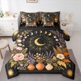thumbnail image 1 of Homewish Dreamy Bohemian Moon 7pcs Queen Bedding,Roses Lavender Daisies Floral Bedding Comforter Set Queen,Black Reversible, 1 of 8