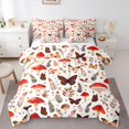 thumbnail image 1 of Homewish Dreamy Boho Mushrooms 7-Piece Twin Bedding,Butterfly Floral Bedding Comforter Set,White Red,Reversible, 1 of 8