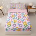 thumbnail image 1 of Homewish Dreamy Flowers Zipper Queen Comforter Set with Fitted Sheet and 2 Pillowcases,Watercolor Floral Zipper Bedding Set,Pink,Pink Reversible,4pcs, 1 of 8
