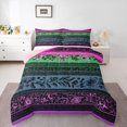thumbnail image 1 of Homewish Pink Boho Floral Queen Comforter Set,Geometric Lines Comforter Sets Queen,Pink Reversible,3-Piece,1 Comforter and 2 Pillowcases, 1 of 7