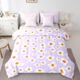 thumbnail image 1 of Homewish Purple Flower 7-Piece Twin Bedding,Cute Cartoon Themed Bedding Comforter Set,Light Gray Reversible, 1 of 8