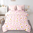 thumbnail image 1 of Homewish Rainbow Cute Floral 7pcs Queen Bedding,Pink Flowers Print Bedding Comforter Set Queen,Pink Reversible, 1 of 8