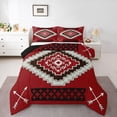 thumbnail image 1 of Homewish Red Bohemian Rhombus Queen Comforter Set,Boho Exotic Style Comforter Sets Queen,Black Reversible,3-Piece,1 Comforter and 2 Pillowcases, 1 of 7