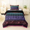 thumbnail image 1 of Homewish Retro Bohemian Flowers Twin Comforter Sets,Geometric Stripes Bedding Set,Red,Black Reversible,2-Piece,1 Comforter and 1 Pillowcase, 1 of 7