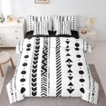 thumbnail image 1 of Homewish Retro Bohemian Geometric 7 Pieces Full Size Bedding Sets,Boho Exotic Style Full Size Bed in a Bag,White,Black Reversible, 1 of 8
